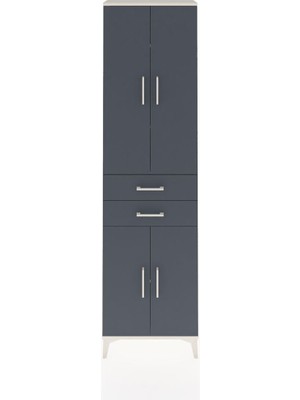 Arges Dolap 4 Raflı 2 Çekmeceli 4 Kapaklı 60X30X221 Aytaşı-Antrasit