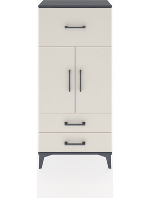 Hyperion Dolap 2 Raflı 3 Çekmeceli 2 Kapaklı 60X44X134 Antrasit-Aytaşı