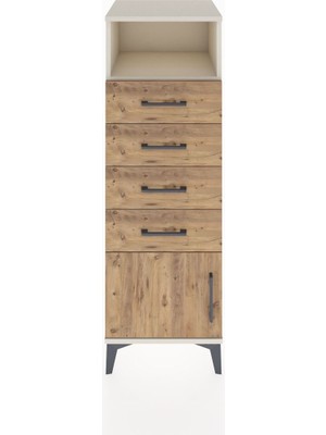 Hyperion Dolap Tek Raflı 4 Çekmeceli Tek Kapaklı 44X44X134 Aytaşı-Çam