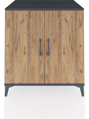 Kronos Şifonyer 2 Raflı 2 Kapaklı 88X59X96 Antrasit-Çam