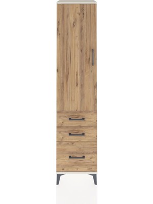 Hyperion Dolap 4 Raflı 3 Çekmeceli Tek Kapaklı 44X44X195 Aytaşı-Çam