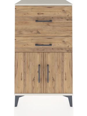 Hyperion Komodin Tek Raflı 2 Çekmeceli 2 Kapaklı 60X44X106 Aytaşı-Çam