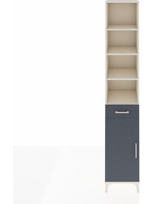 Hyperion Dolap 6 Raflı Tek Çekmeceli Tek Kapaklı 44X44X243 Aytaşı-Antrasit