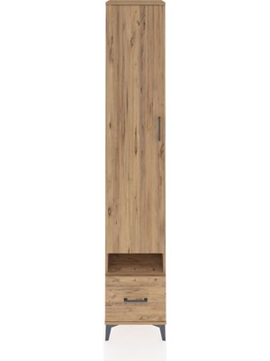 Hyperion Dolap 6 Raflı Tek Çekmeceli Tek Kapaklı 44X44X243 Çam-Çam