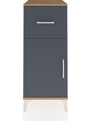 Hyperion Komodin Tek Raflı Tek Çekmeceli Tek Kapaklı 44X44X106 Çam-Antrasit