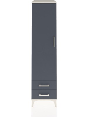 Kronos Dolap Tek Raflı 2 Çekmeceli Tek Askılı 44X59X182 Aytaşı-Antrasit