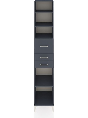 Hyperion Dolap 4 Raflı 3 Çekmeceli 44X44X243 Antrasit-Antrasit