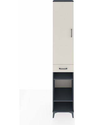 Hyperion Dolap 6 Raflı Tek Çekmeceli Tek Kapaklı 44X44X243 Antrasit-Aytaşı