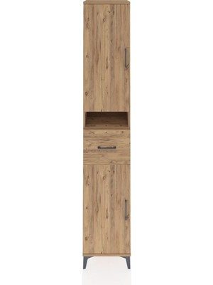 Hyperion Dolap 5 Raflı Tek Çekmeceli 2 Kapaklı 44X44X243 Çam-Çam