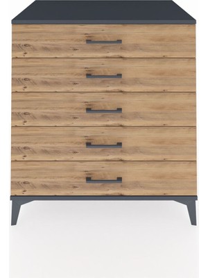 Kronos Şifonyer 5 Çekmeceli 88X59X96 Antrasit-Çam