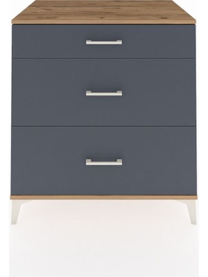 Kronos Şifonyer 3 Çekmeceli 88X59X96 Çam-Antrasit