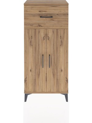 Arges Dolap 2 Raflı Tek Çekmeceli 2 Kapaklı 60X30X134 Çam-Çam