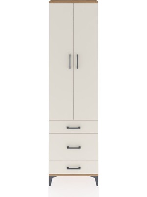 Arges Dolap 2 Raflı 3 Çekmeceli Tek Askılı 60X30X221 Çam-Aytaşı