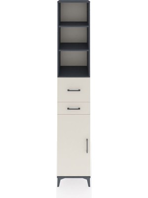 Hyperion Dolap 4 Raflı 2 Çekmeceli Tek Kapaklı 44X44X243 Antrasit-Aytaşı