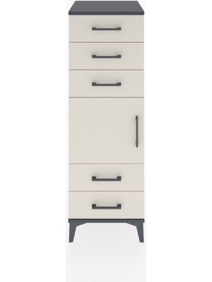 Hyperion Dolap Tek Raflı 5 Çekmeceli Tek Kapaklı 44X44X134 Antrasit-Aytaşı