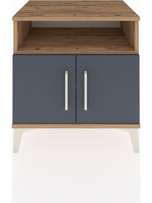 Hyperion Komodin 2 Raflı 2 Kapaklı 60X44X64 Çam-Antrasit