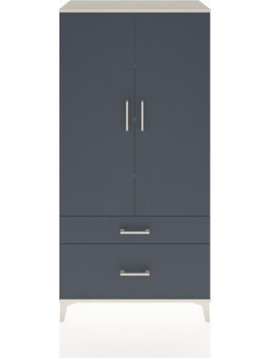 Hyperion Dolap 4 Raflı 2 Çekmeceli 2 Kapaklı 88X44X182 Aytaşı-Antrasit