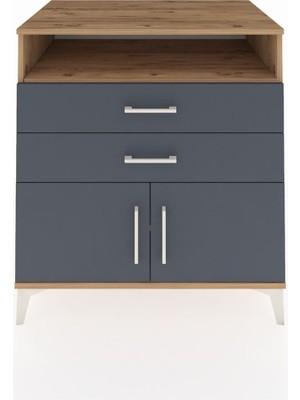 Kronos Şifonyer 2 Raflı 2 Çekmeceli 2 Kapaklı 88X59X96 Çam-Antrasit