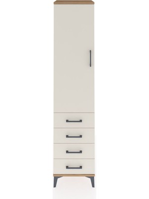 Hyperion Dolap 3 Raflı 4 Çekmeceli Tek Kapaklı 44X44X195 Çam-Aytaşı