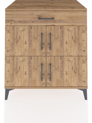 Kronos Şifonyer 3 Raflı Tek Çekmeceli 4 Kapaklı 88X59X96 Çam-Çam