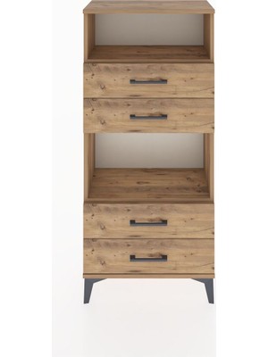 Hyperion Dolap 2 Raflı 4 Çekmeceli 60X44X134 Çam-Çam