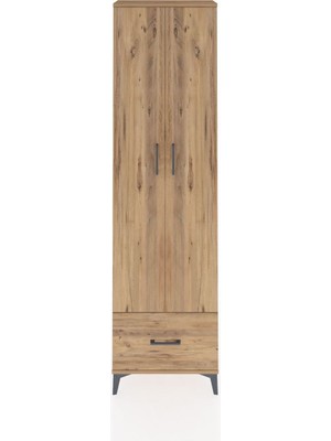 Arges Dolap 5 Raflı Tek Çekmeceli 2 Kapaklı 60X30X221 Çam-Çam