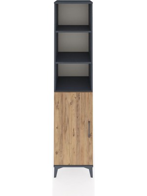 Hyperion Dolap 4 Raflı Tek Kapaklı 44X44X195 Antrasit-Çam