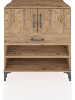 Kronos Şifonyer 3 Raflı Tek Çekmeceli 2 Kapaklı 88X59X96 Çam-Çam