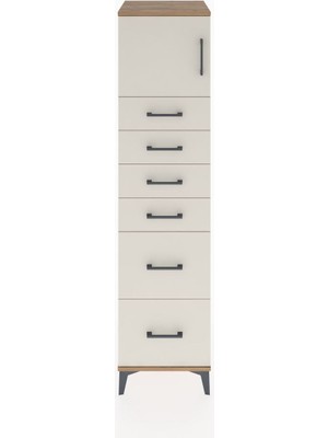 Hyperion Dolap Tek Raflı 6 Çekmeceli Tek Kapaklı 44X44X182 Çam-Aytaşı