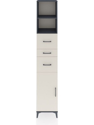 Hyperion Dolap 3 Raflı 3 Çekmeceli Tek Kapaklı 44X44X243 Antrasit-Aytaşı