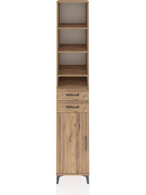 Hyperion Dolap 6 Raflı 2 Çekmeceli Tek Kapaklı 44X44X243 Çam-Çam