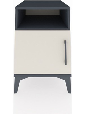 Kronos Komodin 2 Raflı Tek Kapaklı 44X59X64 Antrasit-Aytaşı