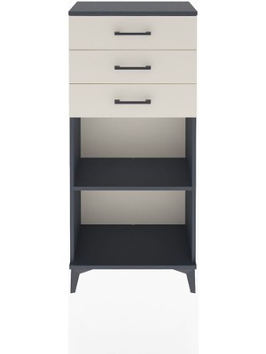 Arges Dolap Tek Raflı 3 Çekmeceli 60X30X134 Antrasit-Aytaşı