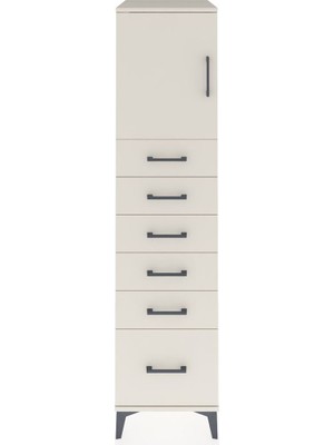 Kronos Dolap Tek Raflı 6 Çekmeceli Tek Kapaklı 44X59X182 Aytaşı-Aytaşı