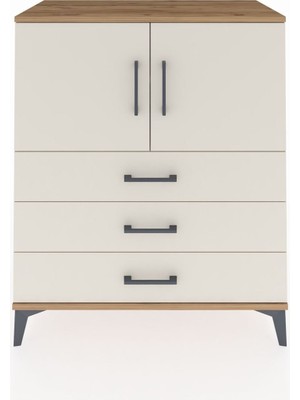 Hyperion Şifonyer 2 Raflı 3 Çekmeceli 2 Kapaklı 88X44X106 Çam-Aytaşı