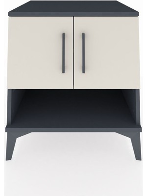 Kronos Komodin 2 Raflı 2 Kapaklı 60X59X64 Antrasit-Aytaşı