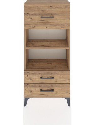 Hyperion Dolap 2 Raflı 3 Çekmeceli 60X44X134 Çam-Çam