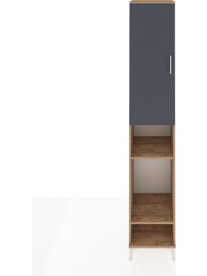 Hyperion Dolap 4 Raflı Tek Kapaklı Tek Askılı 44X44X243 Çam-Antrasit