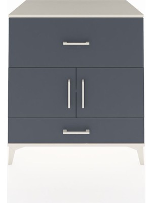 Kronos Şifonyer Tek Raflı 2 Çekmeceli 2 Kapaklı 88X59X96 Aytaşı-Antrasit