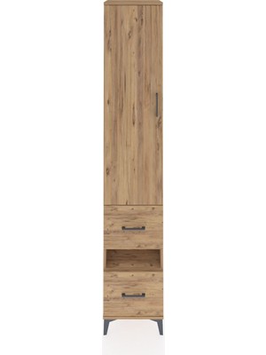 Hyperion Dolap 3 Raflı 2 Çekmeceli Tek Askılı 44X44X243 Çam-Çam