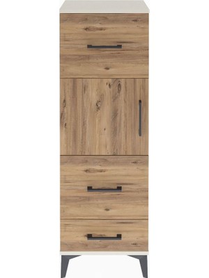Arges Dolap Tek Raflı 3 Çekmeceli Tek Kapaklı 44X30X134 Aytaşı-Çam