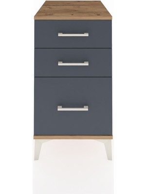 Kronos Komodin 3 Çekmeceli 44X59X80 Çam-Antrasit
