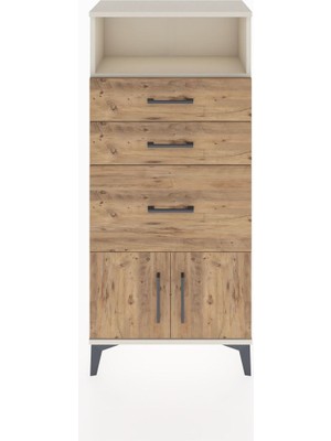 Hyperion Dolap Tek Raflı 3 Çekmeceli 2 Kapaklı 60X44X134 Aytaşı-Çam