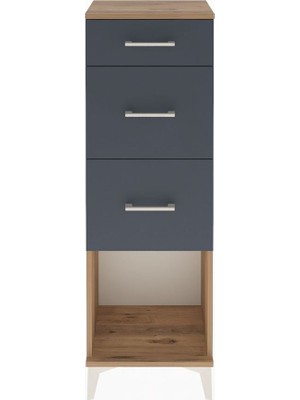 Arges Dolap 3 Çekmeceli 44X30X134 Çam-Antrasit