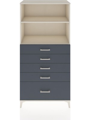 Hyperion Dolap 2 Raflı 5 Çekmeceli 88X44X182 Aytaşı-Antrasit