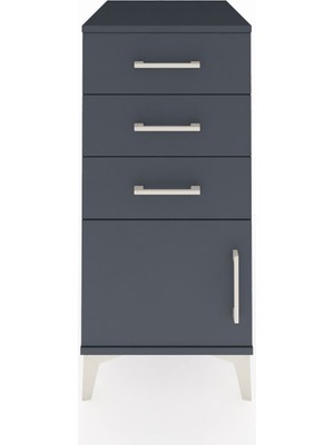 Kronos Komodin 3 Çekmeceli Tek Kapaklı 44X59X96 Antrasit-Antrasit