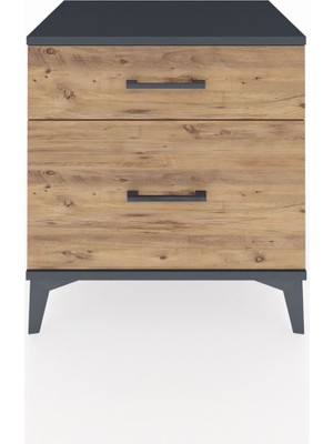 Hyperion Komodin 2 Çekmeceli 60X44X64 Antrasit-Çam