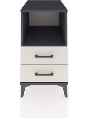 Kronos Komodin Tek Raflı 2 Çekmeceli 44X59X80 Antrasit-Aytaşı