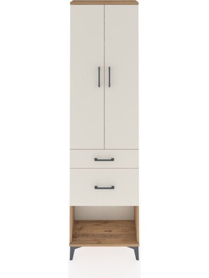 Arges Dolap 3 Raflı 2 Çekmeceli 2 Kapaklı 60X30X221 Çam-Aytaşı