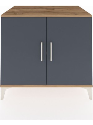 Kronos Şifonyer Tek Raflı 2 Kapaklı 88X59X80 Çam-Antrasit